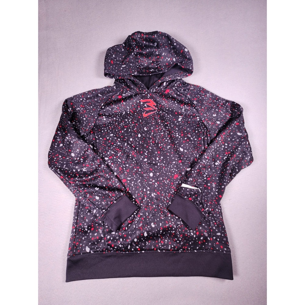 Nike 3 Brand Russell Wilson Therma-FIT Splatter Hoodie Boys L 12-13 Black Red